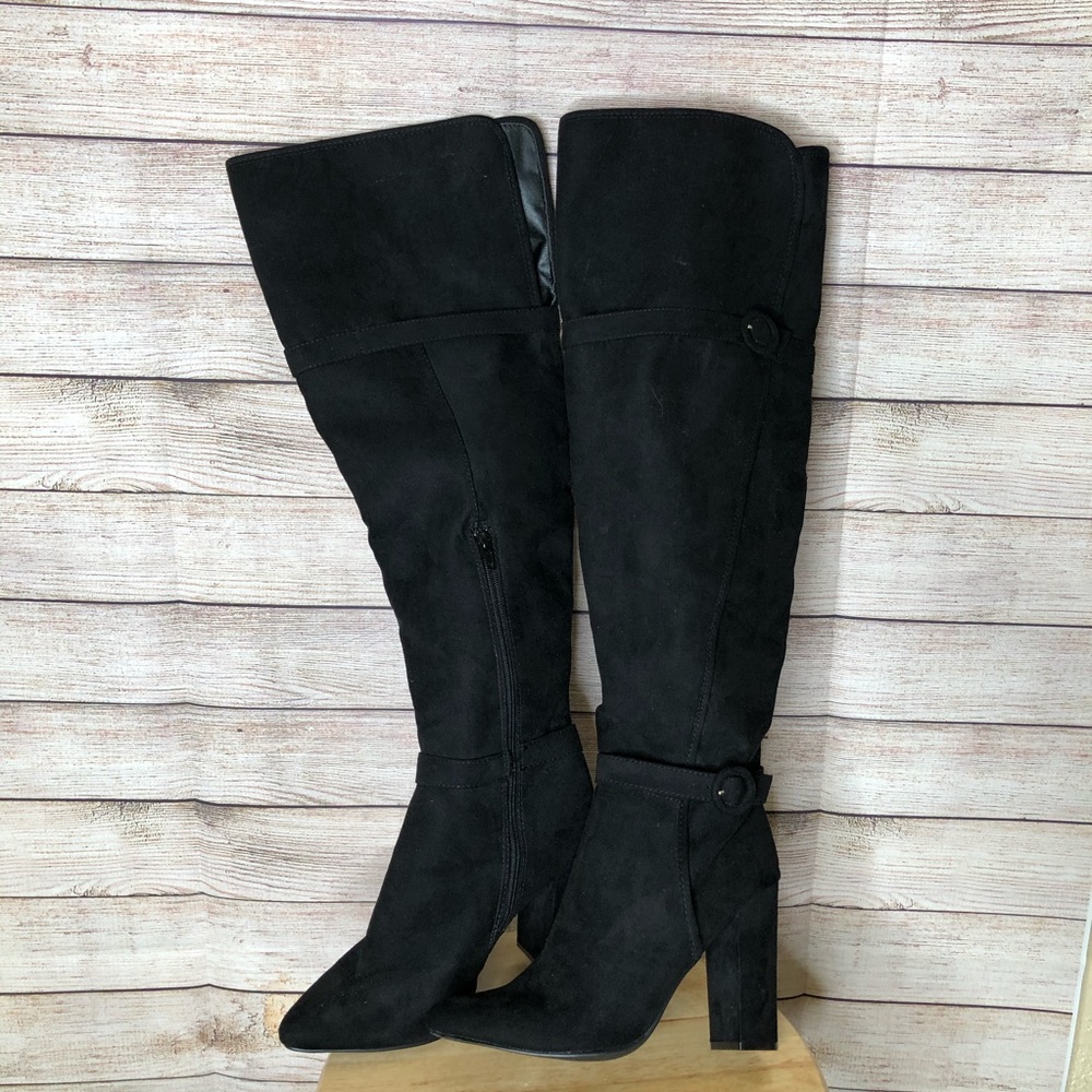 JustFab Alera Black Suede Over The Knee Boots Sz9‎
